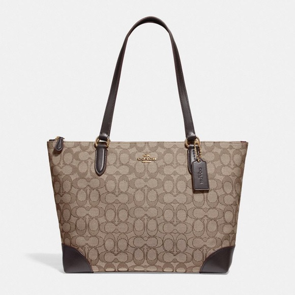 Coach Handbags - NWT Coach Zip Top Tote Brown Authentic